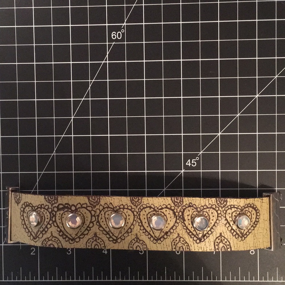 Leather cuff with jewel handmade